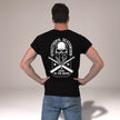 Back view of the Loyal to the Grave skull t-shirt in black worn by a man