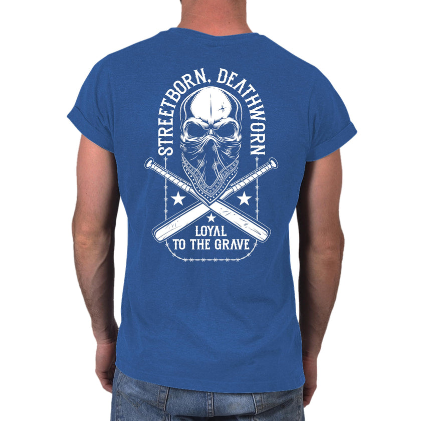 Loyal to the Grave skull t-shirt in royal blue