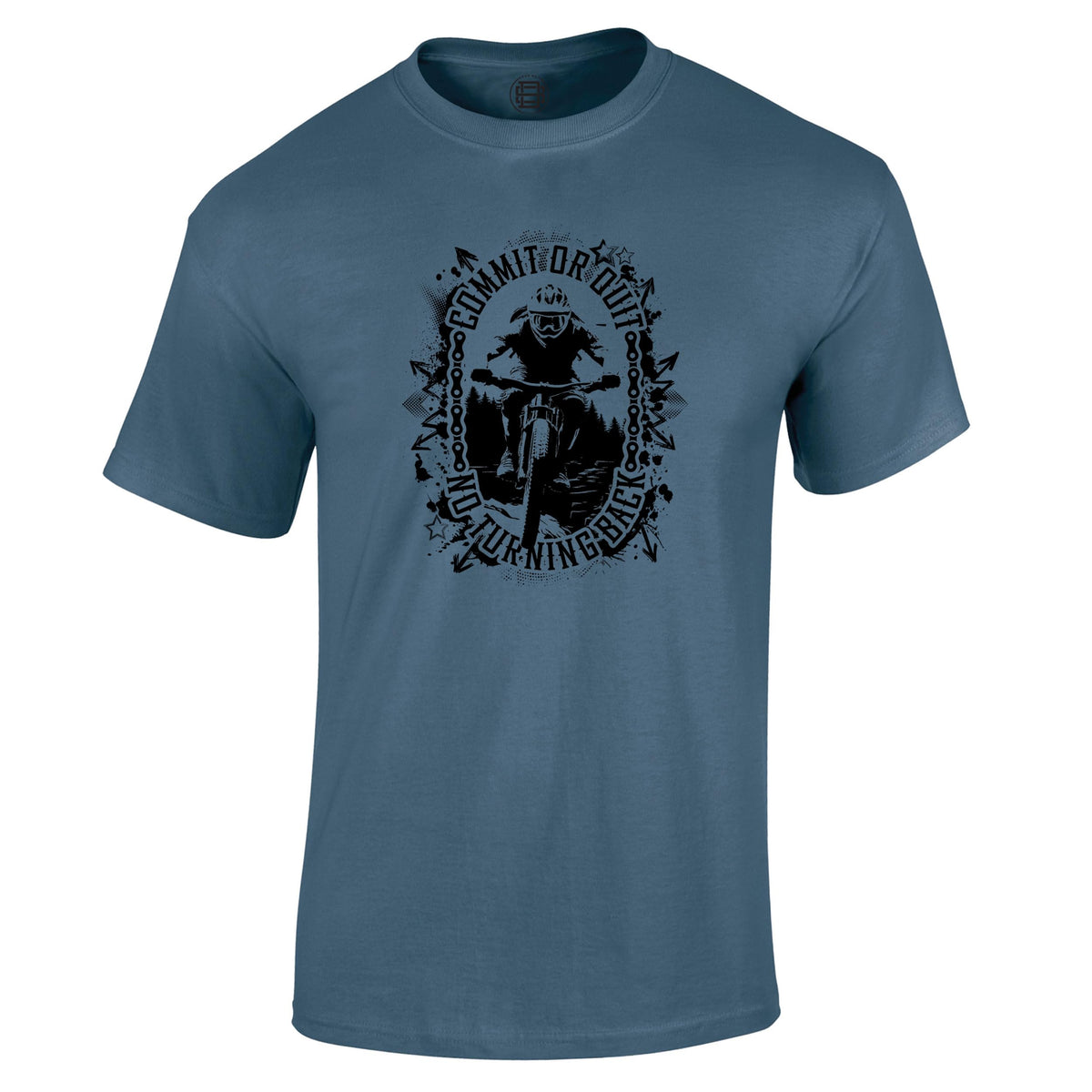 Commit or Quit mountain bike t-shirt in indigo blue