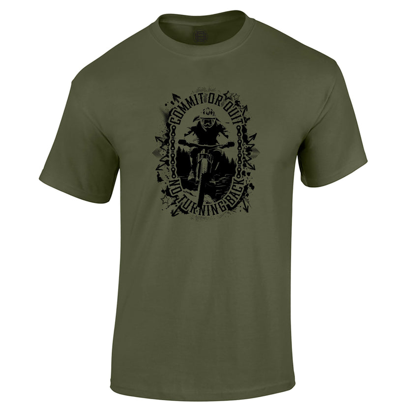 Commit or Quit mountain bike t-shirt in military green