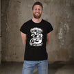 Man wearing the Go Fast or Go Home mountain bike t-shirt in black