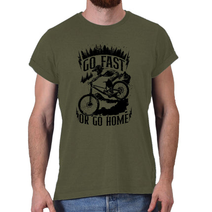 Go Fast or Go Home mountain bike t-shirt in military green