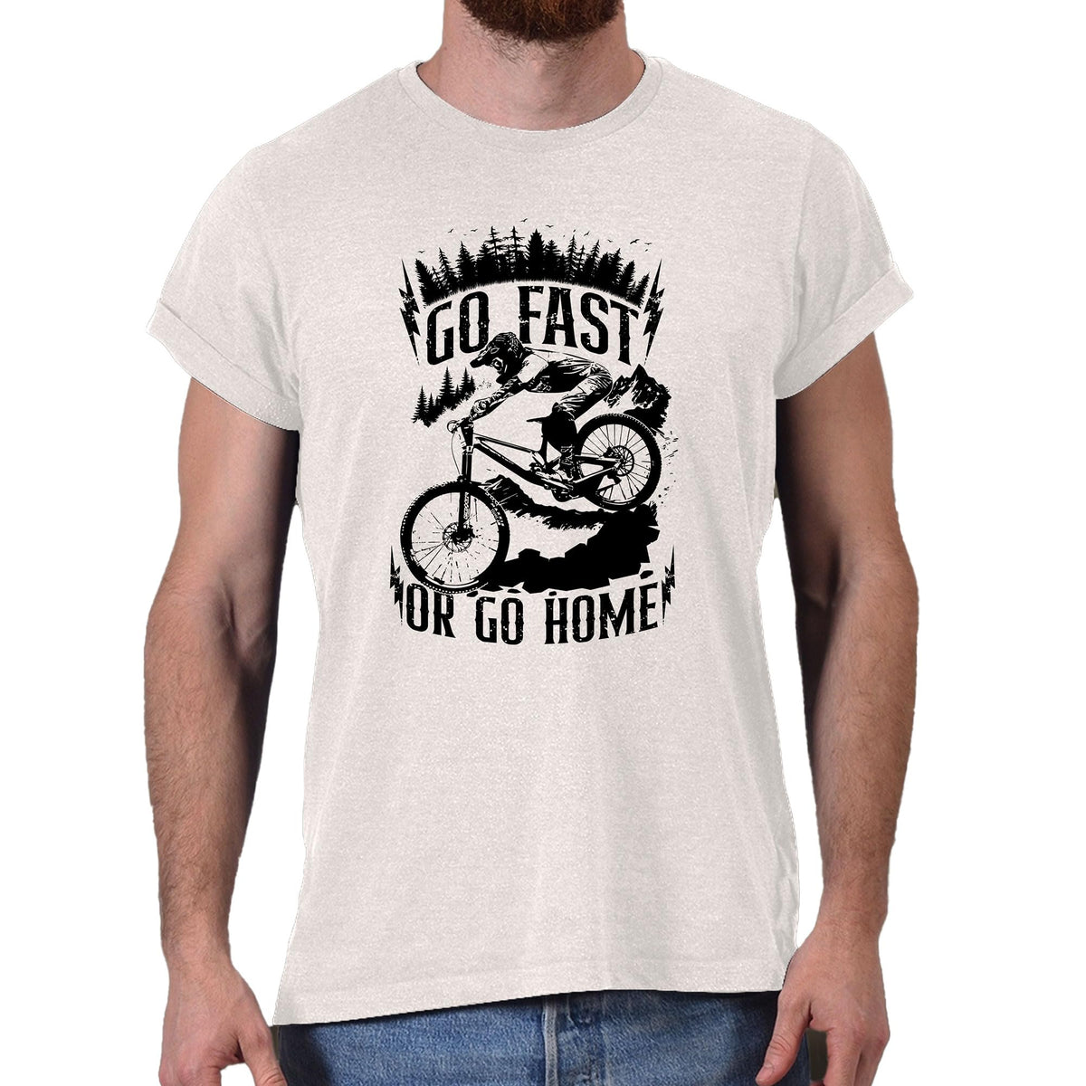 Go Fast or Go Home mountain bike t-shirt in white