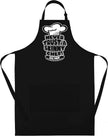 Never Trust a Skinny Chef funny BBQ apron for men in black cotton with chef hat print