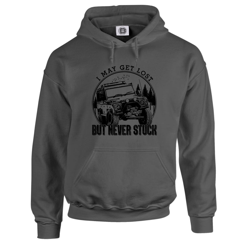 I May Get Lost off road 4x4 hoodie in steel grey
