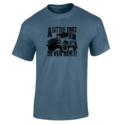 A Little Dirt Never Hurt off road 4x4 t-shirt in indigo blue