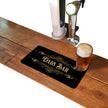 Dads Bar gold rubber bar runner mat on a home bar counter