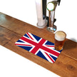 Union Jack rubber bar runner mat on a home bar counter